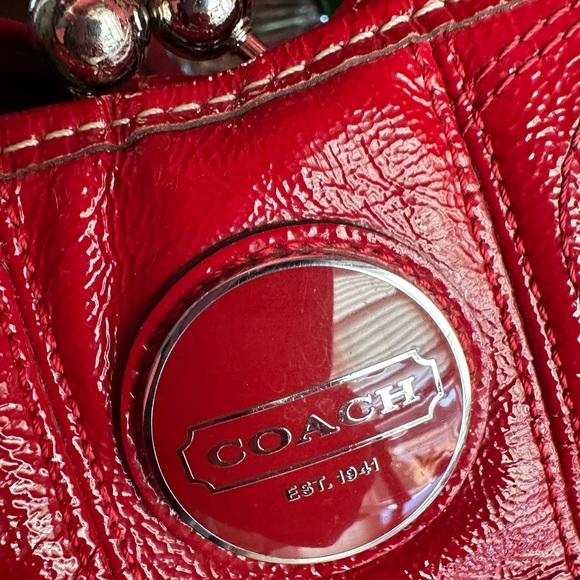 Coach - Red Patent Leather Satchel - Picture 4 of 12